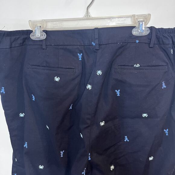 Talbots Pants Womens 18W Perfect Crop Embroidered Lobster Crab Nautical Capri - Picture 5 of 12
